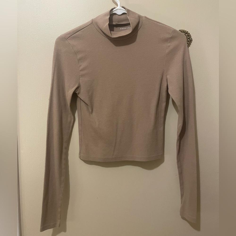 American Eagle Cropped Mock Neck Top